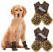 Thoquene 2 Paar Anti Rutsch Socken Hunde, Antirutschsocken Hund Doppelseitige, Hundesocken mit Verstellbaren Riemen(Braun,M)
