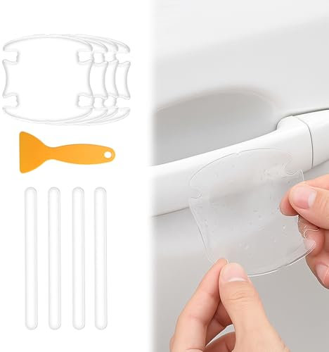 8 PCS Universal Fit Car Door Handle Protector Sticker Set, Transparent Anti-Scratch Adhesive Film for Car Door Handles & Bowls, Thick Protection Cover Against Scratches, UV Rays & Daily Wear