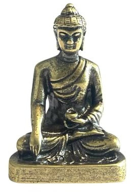 WOO MANTO Mini Buddha Statue aus Messing, Sitzende Meditation Figur, 3,7 x 2,55 x 1,8 cm, 30-32g, Antik-Bronze