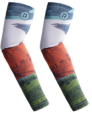 RIDEIRON Mangas para brazos protección sol hombres y mujeres, protección UV UPF 50+, refrescantes, transpirables, antideslizantes para motociclismo, senderismo, correr o pescar,Blanco-Verde,L