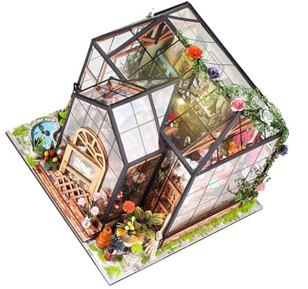 STOBAZA Maison de Fleurs Miniature Kit de Serre à Monter Soi-même Puzzle de Maison de Poupée Kit de Bricolage de Jardin Décoratif