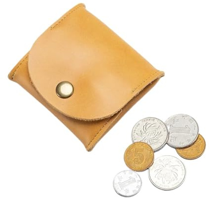 DHYUACN Münztasche Vintage-Geldbörse aus Rindsleder for Damen und Herren, Münzgeldbörse, Multifunktions-Kopfhörertasche, Mini-Geldbörse, Münztasche(Yellow)