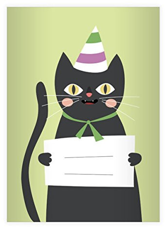 Kartenkaufrausch 4 Super süße Katzen DIN A4 Schulhefte, Rechenhefte mit Party Hut in grün Lineatur 26 (Kariertes Heft)
