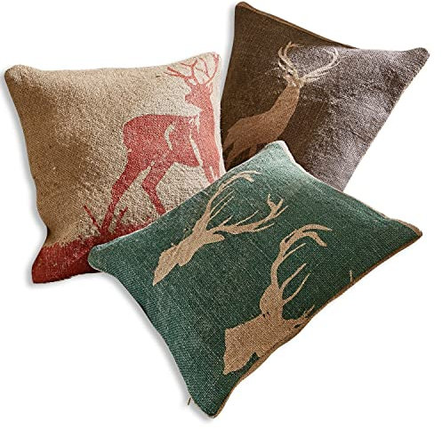 Loberon Kissenhülle 3er Set Shrewton, naturnahe Tier-Prints in Scherenschnitt-Optik, rustikaler Landhausstil, Kissenbezug, Wohn-Accessoires, Wohntextilien, Jute, bunt