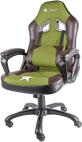 Genesis Nitro 330 Military Camo Gaming Stuhl, Bürostuhl, Schreibtischstuhl, Ergonomisch mit Wippfunktion, Höhenverstellbar mit Lenden- und Nackenstütze