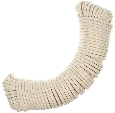 100 Feet Cotton Piping Cord, Clothesline Rope Natural 3/16-Inch Diameter Thread