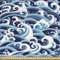 ABAKUHAUS japanische Welle Gewebe als Meterware, Wasserspritzschaum, Dicht Gewebter Stoff zum Nähen Polster Wohnaccessoires, 3M (148x300cm), Hellblau Marineblau Weiß