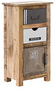 Woodkings® Bad Unterschrank Pune Holz Natur rustikal und Metall grau weiß Badschrank Badmöbel Badezimmer Badezimmerschrank Design