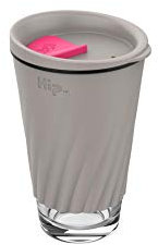 Hip Kaffeetasse aus Glas, mit Silikonhülle, 340 ml, Stone und Hot Pink