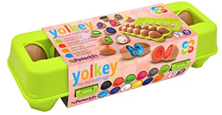 PETERKIN | Play & Learn – YOLKEY – Set of 12 Mix & Match Eggs | Pre-school Toys | Educational Toys | Ages 10m+
