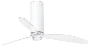 FARO BARCELONA TUBE FAN LED-Deckenventilator, weiß, glänzend/transparent mit DC-Motor