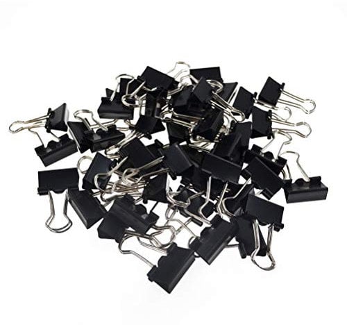 43 pcs Binder Clips, Black Metal Paper Clips, 25mm Sizes Foldback Clips Clamp Binder Clips for Office Home Supplies