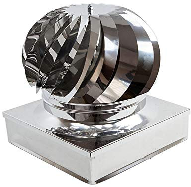 Fumaiolo Eolico Comignolo Girevole a bagno d'olio in Acciaio Inox AISI 304 | Aspiratore per canne fumarie | Testa Radiante | Unità di vendita 1 pezzo (Acciaio Inox Aisi 304, mm 320x420)