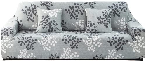 ARNTY Sofabezug, Sofabezug Ecksofa, Sofaüberwurf für 1/2/3/4 Sitzer Elastische Stretch Sofahusse Jacquard Sofaschoner (Blätter, 4 Sitzer Sofabezüge:231-300cm)