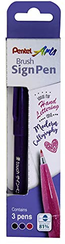 Pentel Brush Sign Pen 3pc Wallet