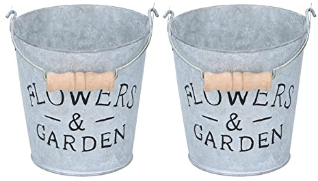 HTI living Metall-Blumenkübel, 2 Stück mit Henkel Kräutertopf Blumentopf Pflanztopf