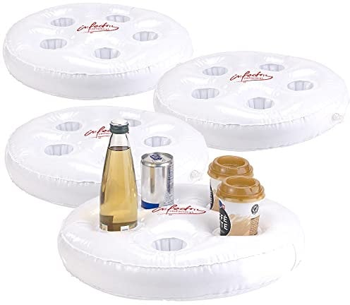 infactory Bierhalter für Pool: 4er-Set aufblasbare Schwimm-Getränkehalter, Ø jeweils 5,5 cm (Pool Zubehöre Getränkehalter, Schwimmende Bar für, Flaschenhalter)