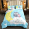 Set di biancheria da letto con gufo colorato, motivo a forma di gufo, giallo a mezzaluna con stelle bianche e cielo blu, per bambini, ragazze, ragazzi, adolescenti, king size, 3 pezzi in morbida