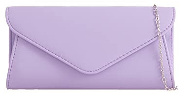 Leah Ward Women's Faux Leather Clutch Bags Wedding Flap Handbags 490H (Lilac Clutch)