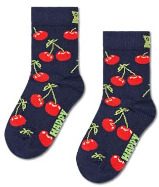Happy Socks Unisex Kids Kinder Cherry Socken, Blau, 7-9 Jahre