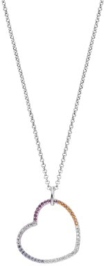 Engelsrufer Halskette mit Herz-Anhänger aus Sterlingsilber und Zirkonia in Warm Multicolor, Länge: 42cm +4cm +4cm, ERN-HEARTWARM-ZIM