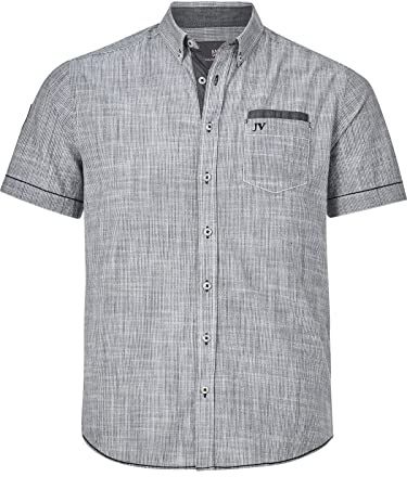 Jan Vanderstorm Herren Kurzarmhemd Milos Schwarz, 7XL (XXXXXXXL) - 55/56
