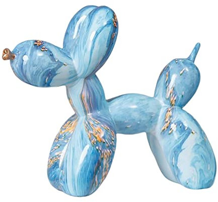 Tubayia Harz Ballon Hund Hündchen Statue Dekofigur Graffiti Skulpturen Tischdeko Wohnzimmer Dekoration (Blau)