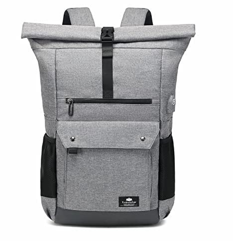 Rolltop Rucksack, 15,6 Zoll Laptop Business Schule Rucksäck Zurück Offenbar Damen Herren Ergonomie Wasserfester Atmungsaktiv Reiserucksack Tagesrucksack Kurierrucksack mit Koffergurt