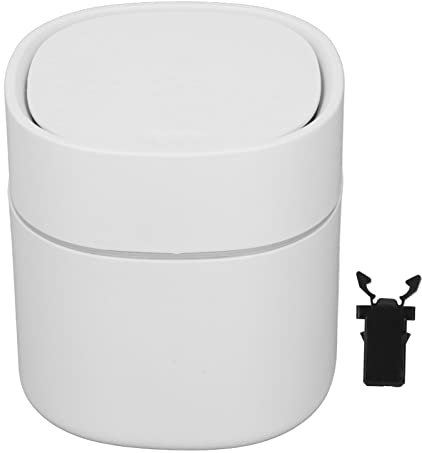 mumisuto Mini papelera de escritorio, papelera de escritorio con tapa, papelera pequeña para encimera para el hogar, oficina, cocina, tocador, mesa, dormitorio, baño(blanco)