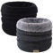 HYUET 2 Pack Cache-Cou Hiver Écharpe Circulaire Tricotée Tour de Cou Col Épaisse Cache Cou Doublée Tube Écharpe Polaire Doux Hommes Femmes Hiver，Noir+Gris foncé，taille unique