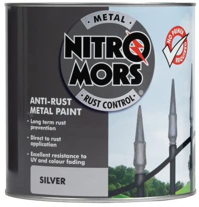 Nitromors Smooth Metal Paint - Rust Protection UV Resistance for Metal Doors, Gates & Garden Furniture - No Primer Needed, Silver 2.5L
