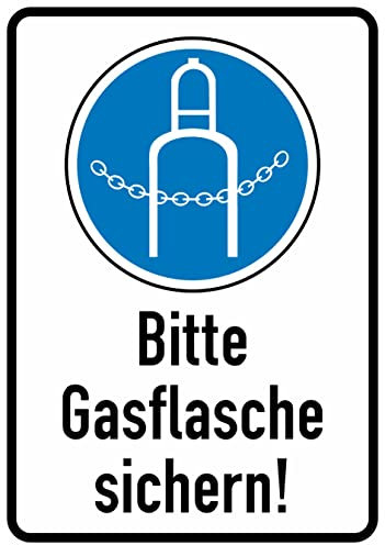 Daged Bitte Gasflaschen sichern Aufkleber 23x16 cm Hinweiszeichen Sicherheitszeichen Sticker T-144