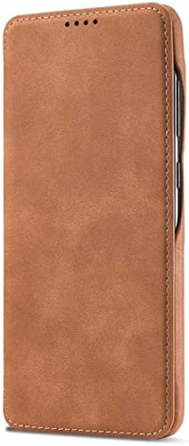 INFRI Für Apple iPhone SE 2022 (3. Generation) 4,7 Zoll Holster Case, echtes Leder, stoßfest, kratzfest, Flip Phone Cover mit Kartenschlitz (Farbe: Braun)