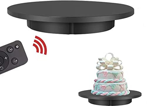 Cashwise Plato Giratorio eléctrico para fotografía, Mesa giratoria motorizada de 360 Grados para Video en Vivo, Plataforma giratoria automática, para Joyas, Relojes, perfumes,Black-42cm