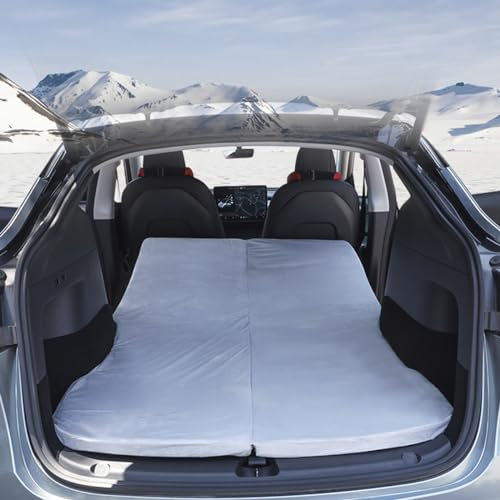 Camping Mattress Memory Foam Portable Foldable Car Mattress with Storage Bag & Sheet for Tesla Model 3, Y, Back Seat Car Sleeping Bed (Grey)