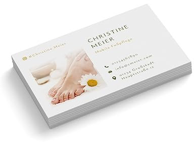 Visitenkarten personalisieren | Mobile Fußpflege # 2 | 1-seitig | Querformat | Menge + Papier zur Auswahl | gestalten | hochwertig | 350 g Qualitätsdruck | Blumen | Praxis (500 Stück)