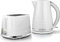 TOWER Solitaire White 1.5L 3KW Jug Kettle & 2 Slice Toaster. Matching Modern Design Kettle & Toaster Set in White with Chrome Accents