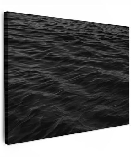MuchoWow© Bilder 80x60 cm Wohnzimmer Schwarze Deko Modern Wandbild Foto auf Leinwand Bild Schlafzimmer Room Decor Geschenke Wanddeko Schwarz - Wellen - Wasser
