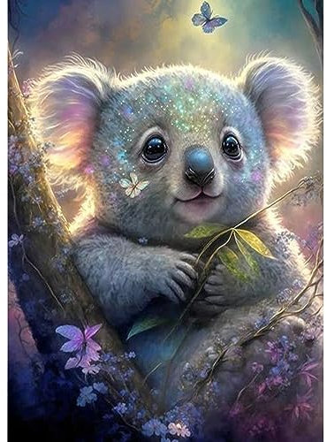 MXJSUA 5D Diamond Painting Set für Erwachsene, Koala Diamant Painting Bilder als Geschenk, Diamond Painting Zubehör Kits für Home Deco (30x40cm)