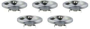Lighto GU53 Halogen Leuchtmittel 12V 50W 58mm | AR111 Halogenstrahler 630 Lumen, Halogenlampe/Halogen Spot, Ø111mm, 24° Schwenkbar - 5 Stück