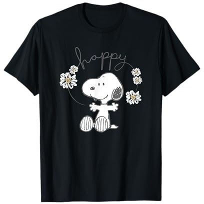 Peanuts Snoopy Happy, umgeben von Gänseblümchen T-Shirt