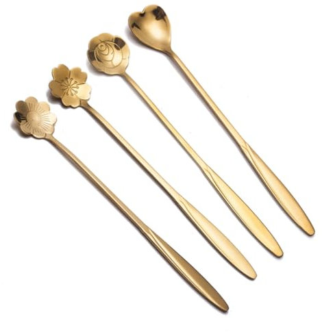 Mikinona 3 Stk Dessertlöffel Teelöffel aus Edelstahl Zuckerlöffel aus Edelstahl spork ice cream scoop küchenlöffel Kaffeelöffel zum Mischen Rührlöffel mit langem Griff duftender Tee abgeben