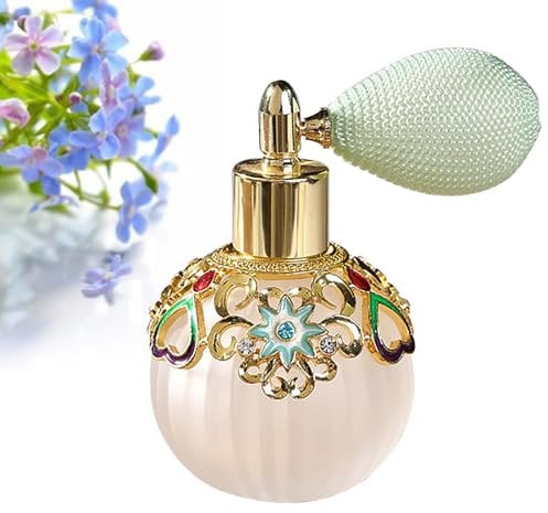 Joyeee Botella de Perfume de Vidrio en Aerosol - 50 ml, Recargable, Vacía, Difusor Atomizador, Dorado