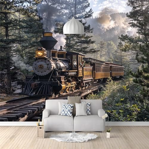 Benutzerdefinierte Wandbild Tapete Retro Dampf Zug Dschungel Fresko Thema Hotel Hochzeit Hintergrund Wand Dekor Foto 350 (B) x 256 (H) cm