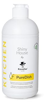 Kavalier Shiny House Limpieza de Vajillas Pure Dish - Líquido Lavavajillas de Secado Rápido, Brillante y Delicado con las Manos para Mejorar la Limpieza en Vidrio, Cerámica y Metal - 500ml
