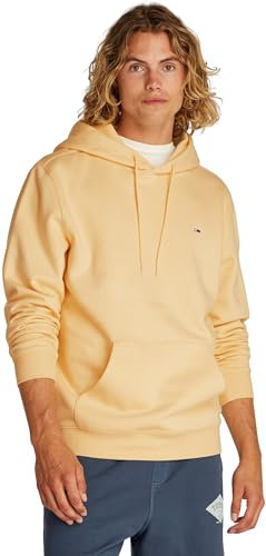 Tommy Jeans Sweat à Capuche Homme Regular Fit Flag Fleece avec Capuche, Jaune (Custard Cream), M