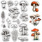 CRASPIRE Transparente Stempel Mit Pilz Motiv Shiitake Motiv Vintage Wiederverwendbar Silikon Tintenstempel Siegel Transparente Gummistempel Zum Basteln von Karten Feiertagen Halloween DIY Scrapbooking