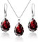 Linawe Schmuck Set Rot Schmucksets Damen, Ohrringe Silber Hängend Damenohrringe Set, Kette Halskette Ruby Anhänger, Brautschmuck Modeschmuck Jewelry Set