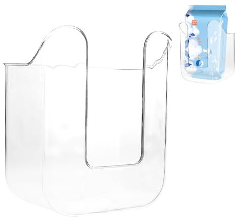 Qianyu Wall Mounted Wipes Holder Wipes Dispenser Storage Box No Punching Toilet Wipes Container Holder Refillable Clear Wall Hanging Tissue Wipe Cases For Home Kitchen Bedroom Bathroom