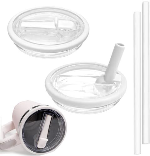 Becfunm Paquete de 2 vasos de 40 onzas, tapa abatible de repuesto para Stanley Quencher, a prueba de derrames, funda de vaso reutilizable (2 unidades, blanco)